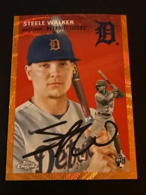 Steele Walker 2023 Topps Platinum Anniversary Chrome Rookie Orange Wave /25 - Image 1 of 2