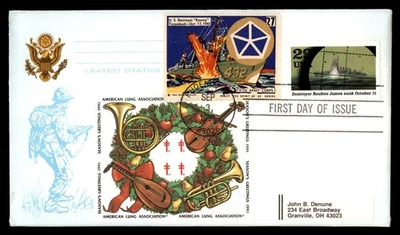 Mayfairstamps US FDC 1991 WWII Reuben James Sunk With Cinderella & Christmas Sea - Image 1 of 2
