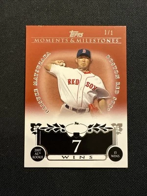 Topps Moments & Milestones Red #37 2008 Daisuke Matsuzaka 7 victorias 1/1 Medias Rojas Foto 1 de 2