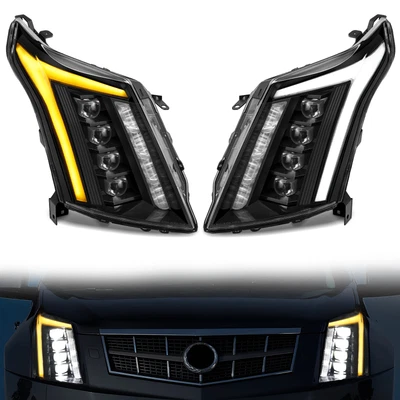 Full LED DRL Sequential Headlight For 2010-2016 Cadillac SRX Projector Black L+R Foto 1 de 4
