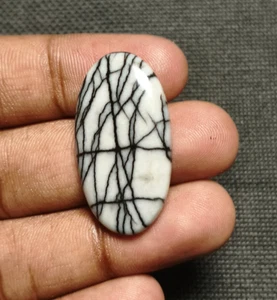 Natural Spider Web Jasper Cabochon Loose Gemstone For Jewelry 24 Cts. ME-13964 - Picture 1 of 8