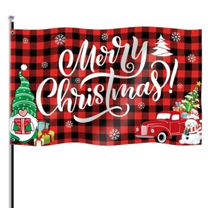 Merry Christmas Flag 3X5 Ft Christmas Yard Decoration and Red Buffalo Plaid B... - Picture 1 of 7
