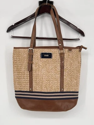 Bolso de Mano Chaps Lexi Tejido de Paja - Nuevo con Etiquetas - Cierre a Presión con Bolsillos con Cremallera Foto 1 de 4