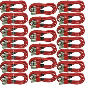20 SET PACK ROT 6 Fuß Fuß 3 Pin XLR M/F abgeschirmt Mikrofon Mic Audiokabel NEU - Bild 1 von 2