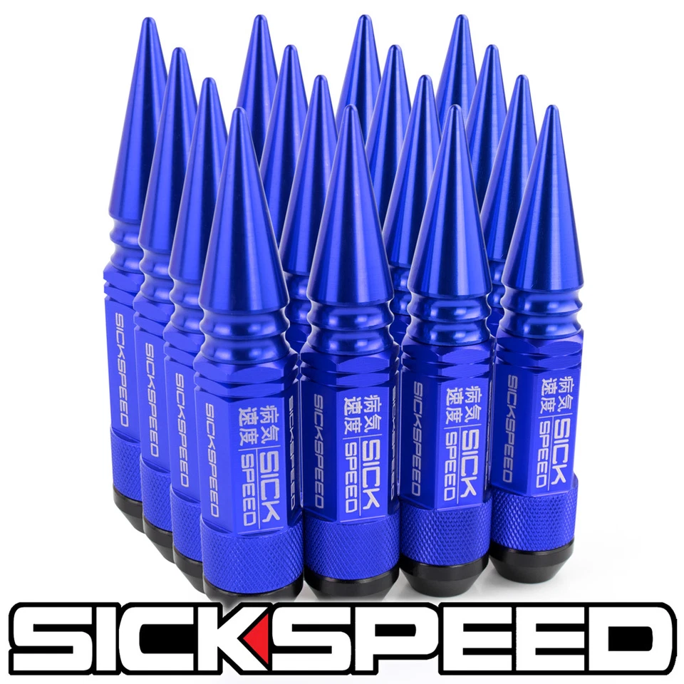 SICKSPEED 16PC BLUE SPIKED ALUMINUM EXTENDED 108MM 3 PC LUG NUTS 1/2X20 N30 - Image 1 of 1
