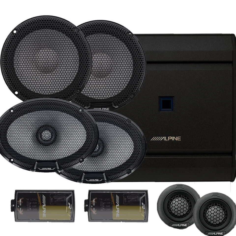 Paquete de altavoces Alpine serie R - R2-S65C 6,5" + R2-S69 6x9" + amplificador Foto 1 de 1