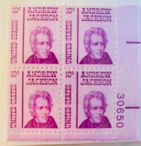 ANDREW JACKSON 10c PLATE BLOCK OF FOUR -1969- MNH, #30650 - Picture 1 of 1