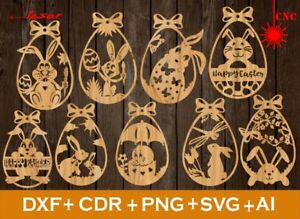 Bunny Easter svg, Set of 9 amazing Easter Laser Cut svg file CNC, Easter SVG