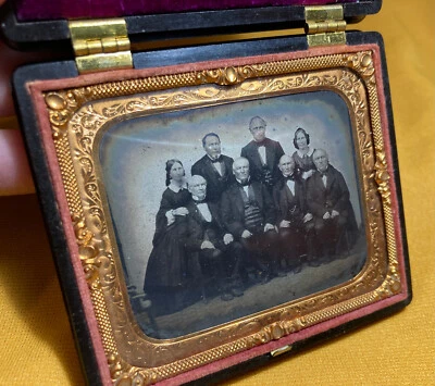 Antique Thermoplastic Photo Case 6th Plate with group image,  Berg #3-125 (L61) - Image 1 of 4