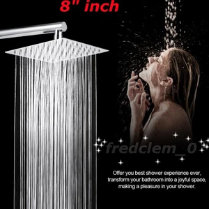 8" inch High Pressure HotelSpa Stainless Steel Square Rainfall Shower Head - US - Picture 1 of 9