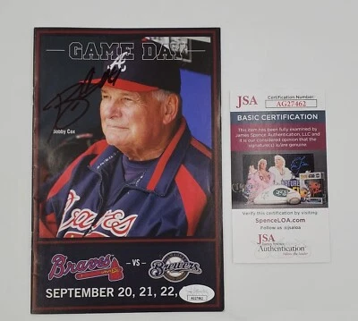 Bobby Cox Signed Game Day Program Atlanta Braves JSA COA - Image 1 of 4
