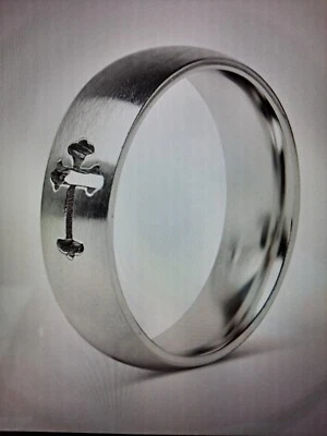 Anillo Cruz Cristiana Católica Acero Inoxidable Talla 5,6,7,8,10,11,14 Foto 1 de 4