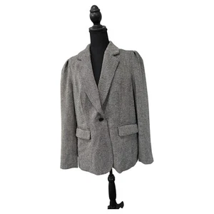 A New Day Womens Size 18 Tweed Black White Gray Target Blazer Collared Wool - Picture 1 of 7
