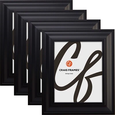 CRAIG FRAMES Contemporary Upscale, 2" Black Picture Frames, Common Sizes, 4x5-24x36, 4-Pack