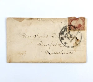 1860 Cover #26 New York CDS a James Carruthers Greenough Deerfield MA - Foto 1 di 4