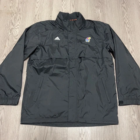 Kansas Jayhawks Jacket Adidas Adult XL Black Scorch Hooded Packable Rain Cover