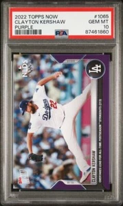 2022 Topps Now Clayton Kershaw #1065 NLDS Postseason K Lead Purple /25 PSA 10 - Picture 1 of 2