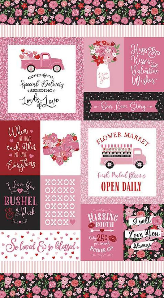 Tela de San Valentín enamorándose de algodón rosa Riley Blake panel 24"X44" Foto 1 de 1