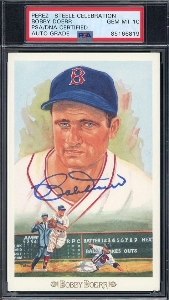 Bobby Doerr Gem Mint 10 PSA DNA Signed Perez Steele Celebration Postcard Auto - Image 1 of 1