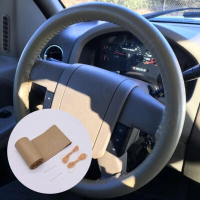 FIT Lexus LX470 Beige 38cm 15 pulgadas Cubierta Volante Cuero Genuino Nuevo Foto 1 de 4