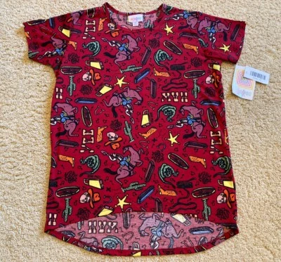 Camisa Vaquera Roja LuLaRoe Niñas Gracie Talla 10 Tema Rodeo Manga Corta Nueva con Etiquetas Foto 1 de 4