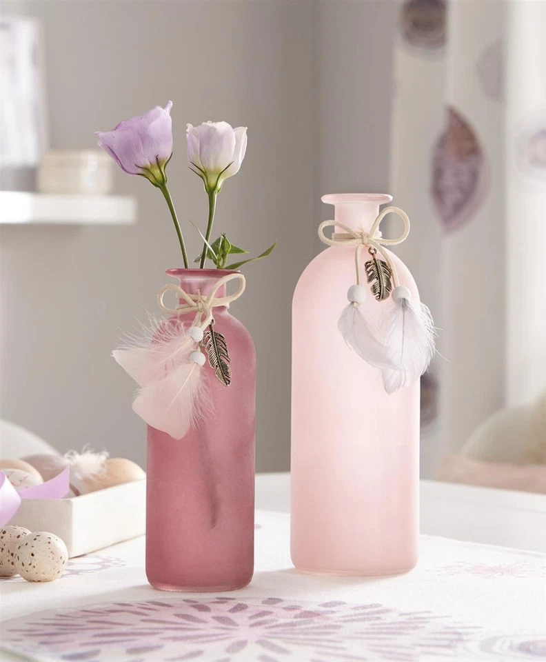 Vase Blumenvase Glasvase in rosa Beeren-Tönen, 2er Set, Tischvase Dekovase - Bild 1 von 4