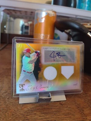 2009 Topps Tribute Auto Dual Relics Gold /25 Jay Bruce #TDAR-JB Auto - Image 1 of 4