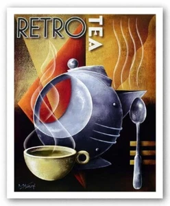IMPRESIÓN DE ARTE de té retro por Michael Kungl imagen tamaño 11" x 14" - Imagen 1 de 1