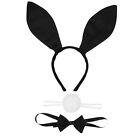 Bunny Costume Playboy Accessory Set with Rabbit Ear&amp;Bow Tie&amp;Tail, Black/White