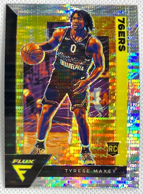 2020-21 Panini Flux Tyrese Maxey Rookie Silver Pulsar Prizm Card RC #208 76ers - Image 1 of 2