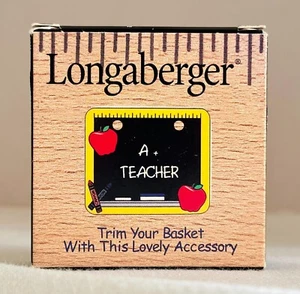 Vintage Longaberger "A+ Teacher" Bindeborte für Korb #36617 nicht mehr produziert getragene Box - Bild 1 von 4