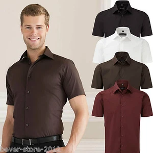 Hombre Stretch Camisa Manga Corta Talla Especial Entallada S-4XL 37-50 (B947M) - Imagen 1 de 5