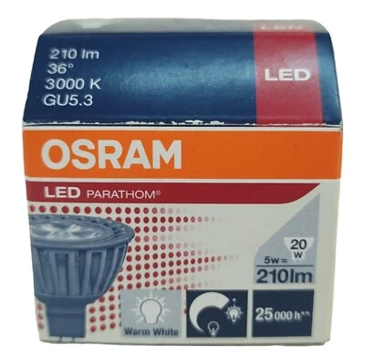 OSRAM Parathom Advanced MR16 LED Lampe 5W= 20W GU5.3 3000K 210lm Warmweiß NEU - Bild 1 von 4