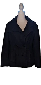 NINE WEST Mujer Doble Pecho ~ Chaquetón Negro ~ Lana ~ Talla 12P - Imagen 1 de 11