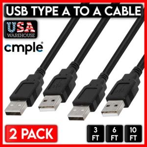 2 Pack USB Type A Male to Male Cable Data Sync Cord Portable Hard Drive Cable - Picture 1 of 9