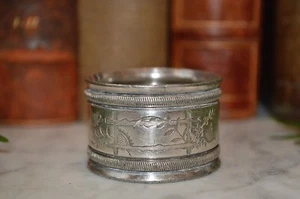 Antique French Silver Plate Art Nouveau Napkin Ring Serviette Bird Floral Design - Picture 1 of 5