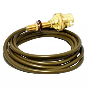 MESSING VORVERDRAHTETE TISCHLAMPE NEU VERDRAHTET SET 2,5 M GOLD FLEX INLINE SCHALTER - Bild 1 von 3