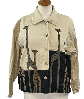 Carrie Allen Jacket Womens Size S Giraffe Applique Safari Africa Button Front LS - Image 1 of 4