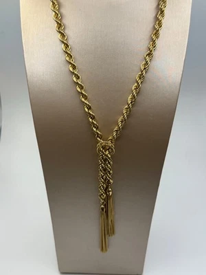 18k Yellow Gold Rope Style Lariat Tassel Necklace (46.2 Grams of 18k gold) - Image 1 of 4