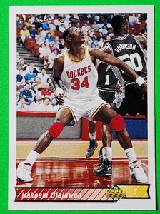 1992-93 Upper Deck Basketball Card #136 Hakeem Olajuwon Houston Rockets NM - Imagen 1 de 2