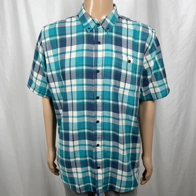 Ezekiel Men's XL Blue Plaid Short Sleeve Lightweight Flannel Button-Up Shirt - Image 1 of 4
