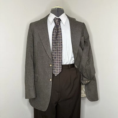 Calvin Klein 男式 37R 小号西装外套棕色粗花呢 2 纽扣运动外套西装外套 — 第 1/4 张图片