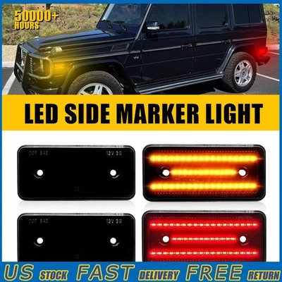 SMOKED Lens LED Side Marker Lights For 99-14 Mercedes-Benz W463 G500 G550 G63AMG - Image 1 of 4