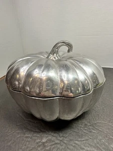 Vintage Wilton RWP Armetale Pewter Pumpkin Bowl With Lid Made In USA - Picture 1 of 9