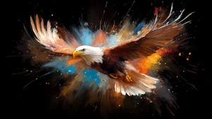 Canvas Art Vibrant Orange Blue Brown Eagle Bird Wall Picture Poster Print - Picture 1 of 22