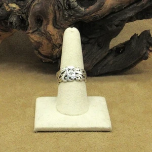 Sterling Silver Vintage Art Nouveau Filigree Mask Ring Size 9 - Picture 1 of 6