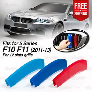 M-Sport 12 Slats Kidney Grille Color Cover Clip for BMW 5 Series F10 F11 2011-13 - Picture 1 of 9