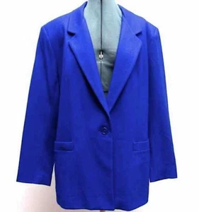 Giacca blazer lana blu pervinca 100% pura lana vintage Dumas donna taglia 16 - Foto 1 di 11