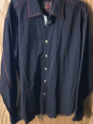 EQ Rooster , Size L Large , Men's Black with Red stitching Long Sleeve Button  - Image 1 of 3