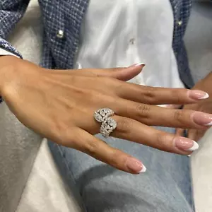 Marquise & Round Lab Created Diamond Pave Ring 2.47ct F/VS 14K White Gold - Picture 1 of 11
